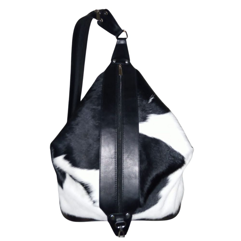 Black and discount white leather bag