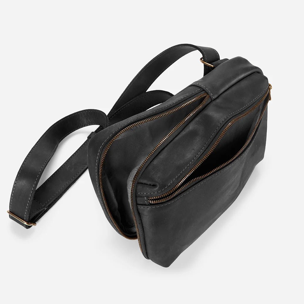 Heritage Black Leather Crossbody