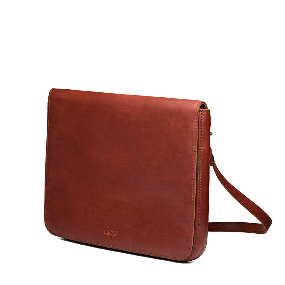 Large Fold-Over Leather Clutch Bag with Detachable Strap