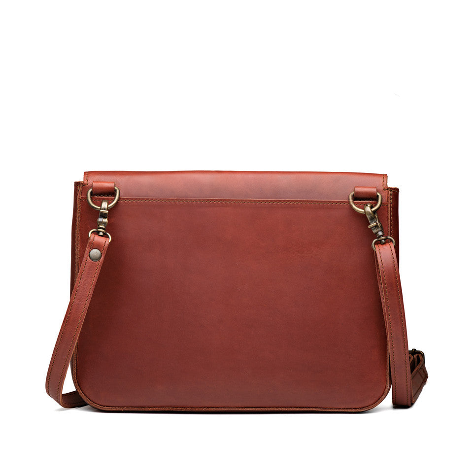 Large Fold-Over Leather Clutch Bag with Detachable Strap