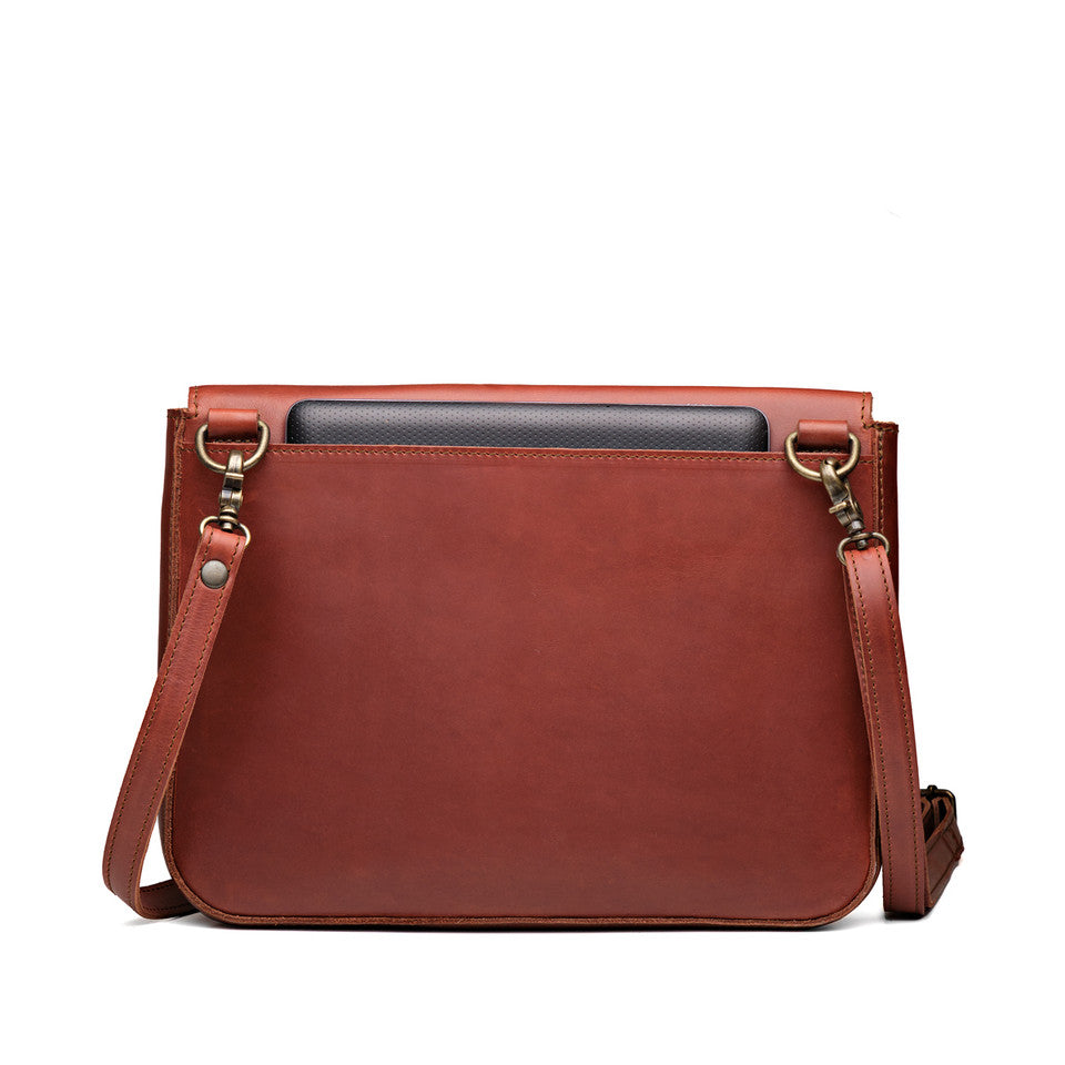 Large Fold-Over Leather Clutch Bag with Detachable Strap