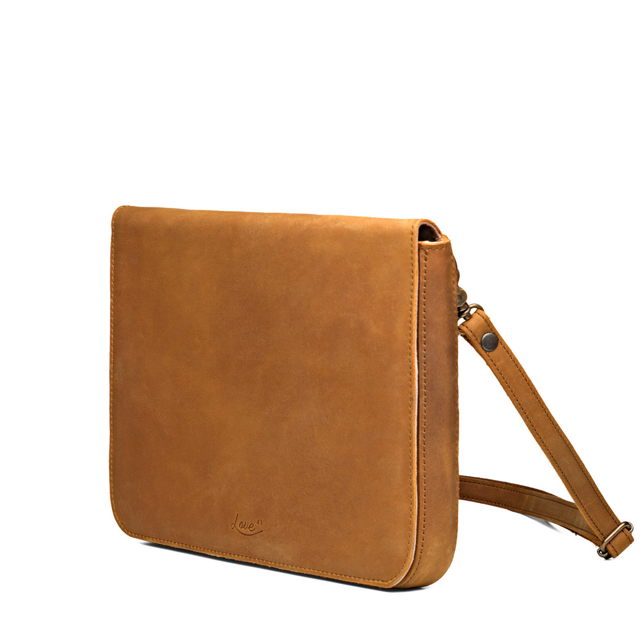 Large Fold-Over Leather Clutch Bag with Detachable Strap