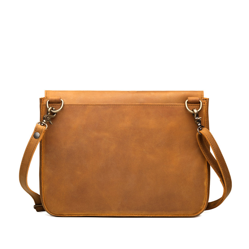 Large Fold-Over Leather Clutch Bag with Detachable Strap