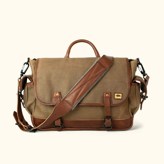 Vintage Waxed Canvas Travel Messenger Bag – Tan