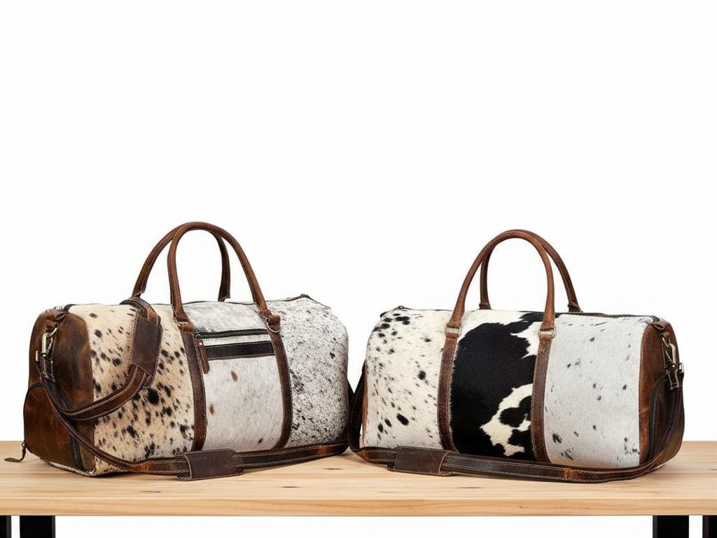 Cowhide Duffle Mens Leather Weekend Bag