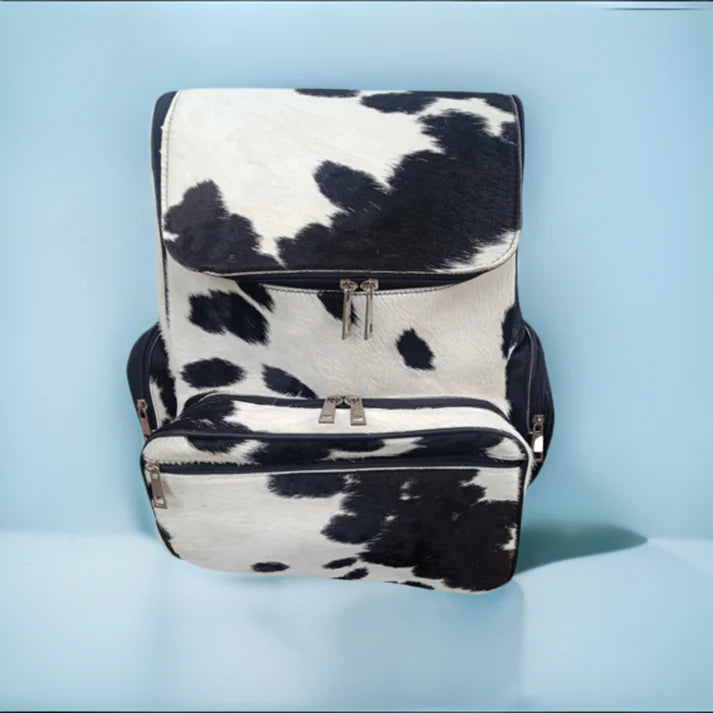 black and white faux leather backpack Leather Black & White Cowhide Backpack