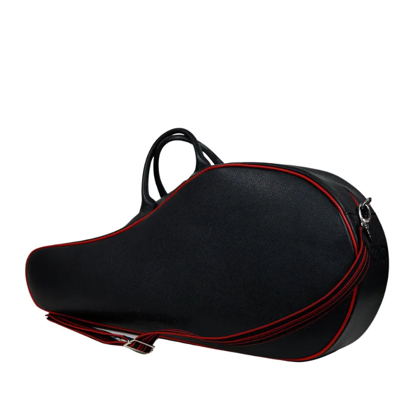Black Leather Tennis Bag with Red Detailing