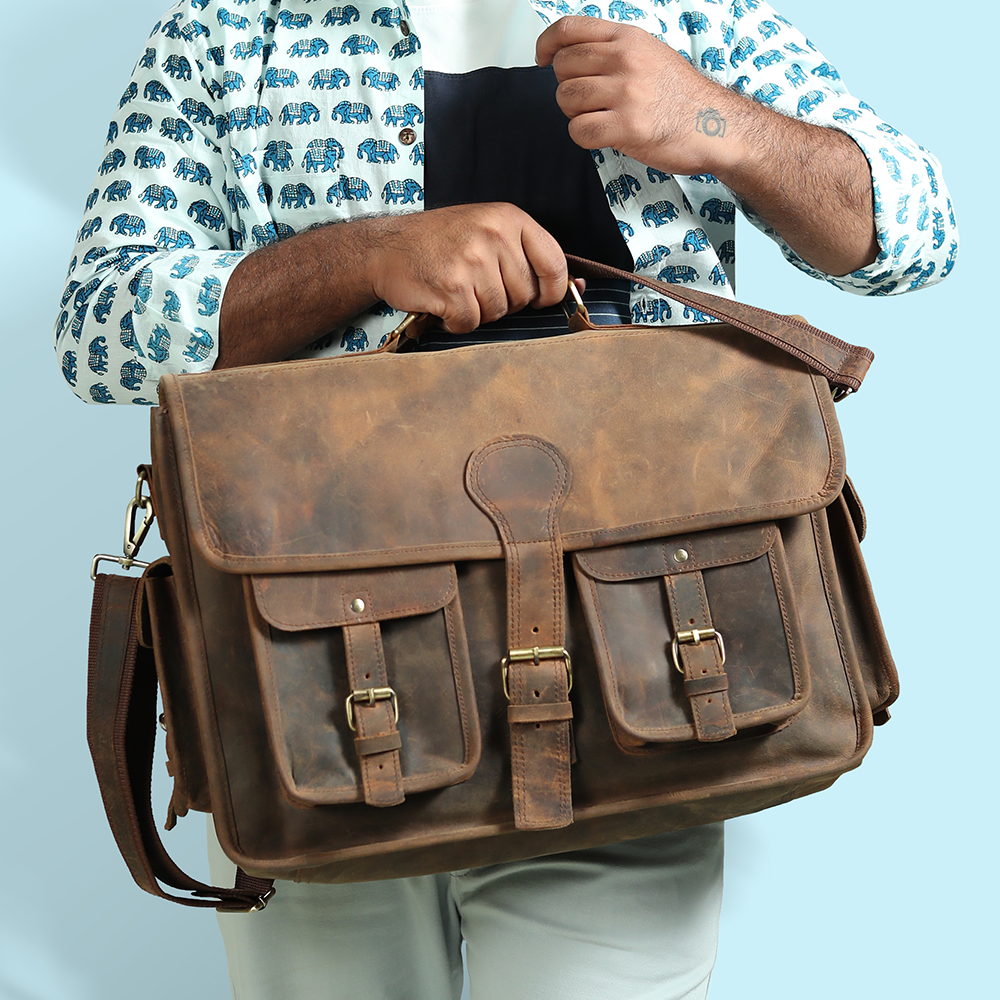 Vintage Explorer Leather Messenger Satchel