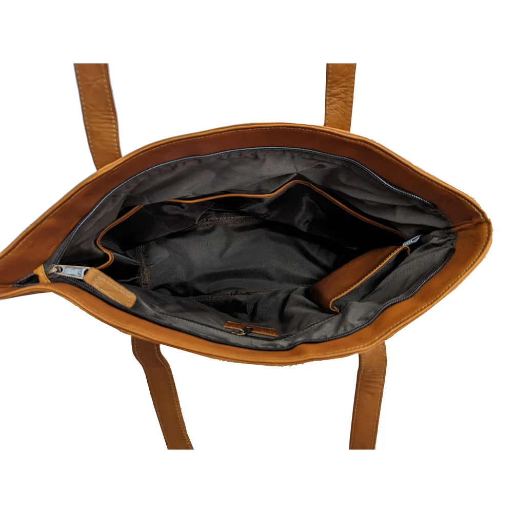 Leather Zip-Top Medium Tote