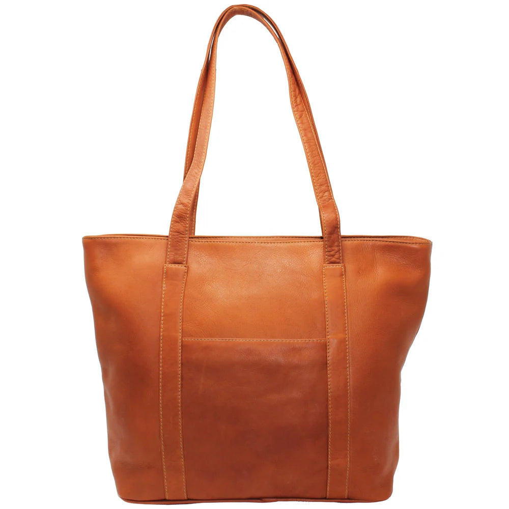 Leather Zip-Top Medium Tote