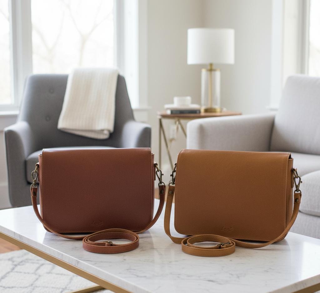 Large Fold-Over Leather Clutch Bag with Detachable Strap