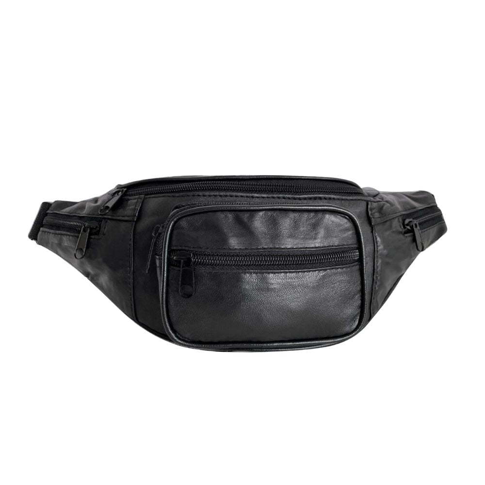 Vintage Black Leather Waist Bag