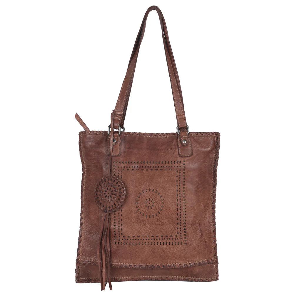 Handcrafted Whipstitch Leather Shoulder Bag