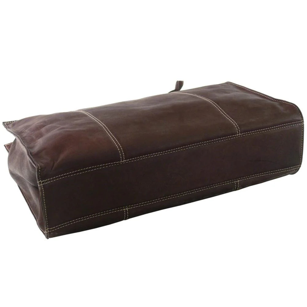 Classic Leather Tote Bag with Zipper – Fits 14″ Laptop