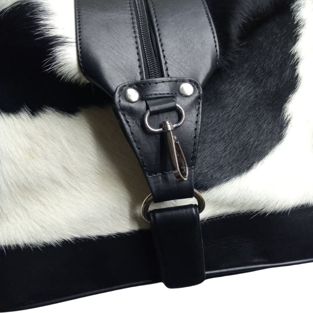 Womens Cowhide White & black leather crossbody bag