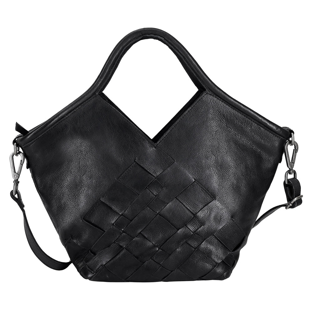Full-Grain Leather Woven Tote + Crossbody with Organizer