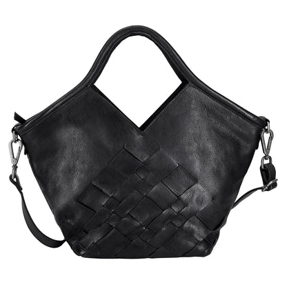 Full-Grain Leather Woven Tote + Crossbody with Organizer