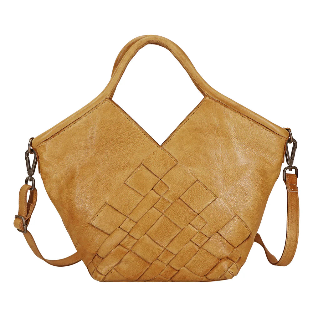 Full-Grain Leather Woven Tote + Crossbody with Organizer