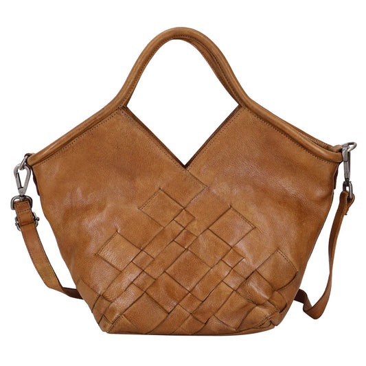 Full-Grain Leather Woven Tote + Crossbody with Organizer