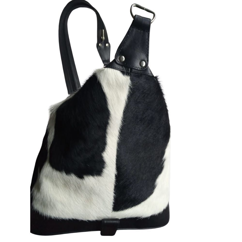 Womens Cowhide White & black leather crossbody bag