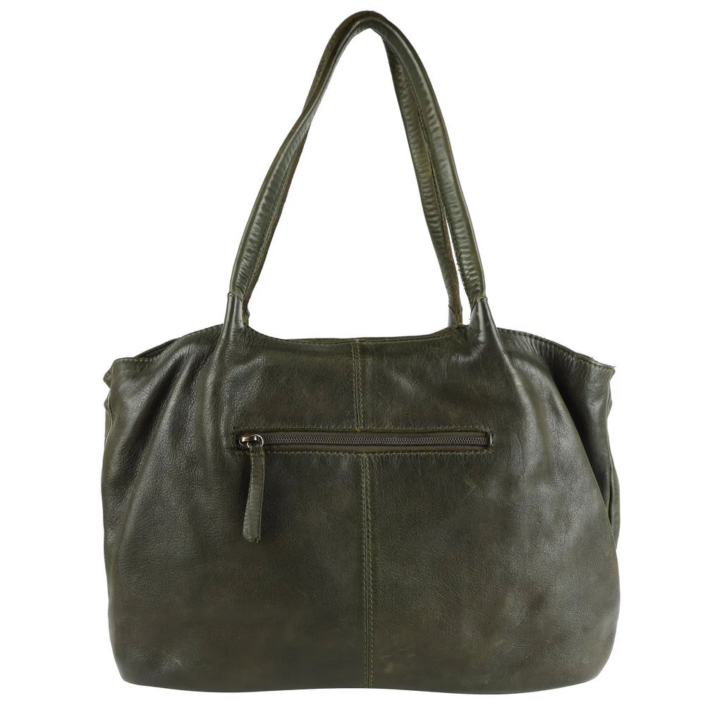 Premium Full-Grain Leather Carryall Shoulder Bag