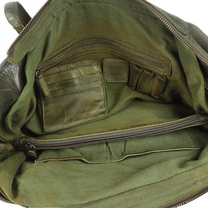 Premium Full-Grain Leather Carryall Shoulder Bag