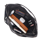 Handcrafted Leather Tote with Woven Accents