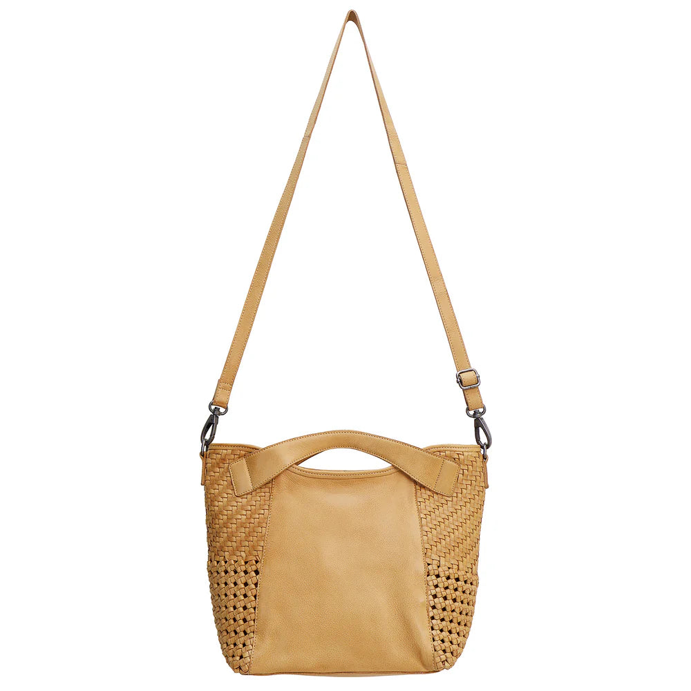 Handcrafted Leather Tote with Woven Accents