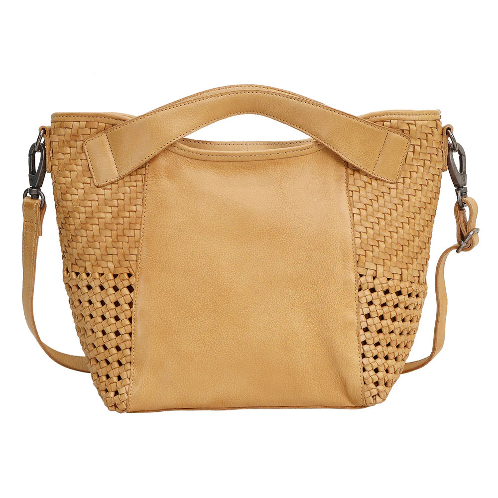Handcrafted Leather Tote with Woven Accents
