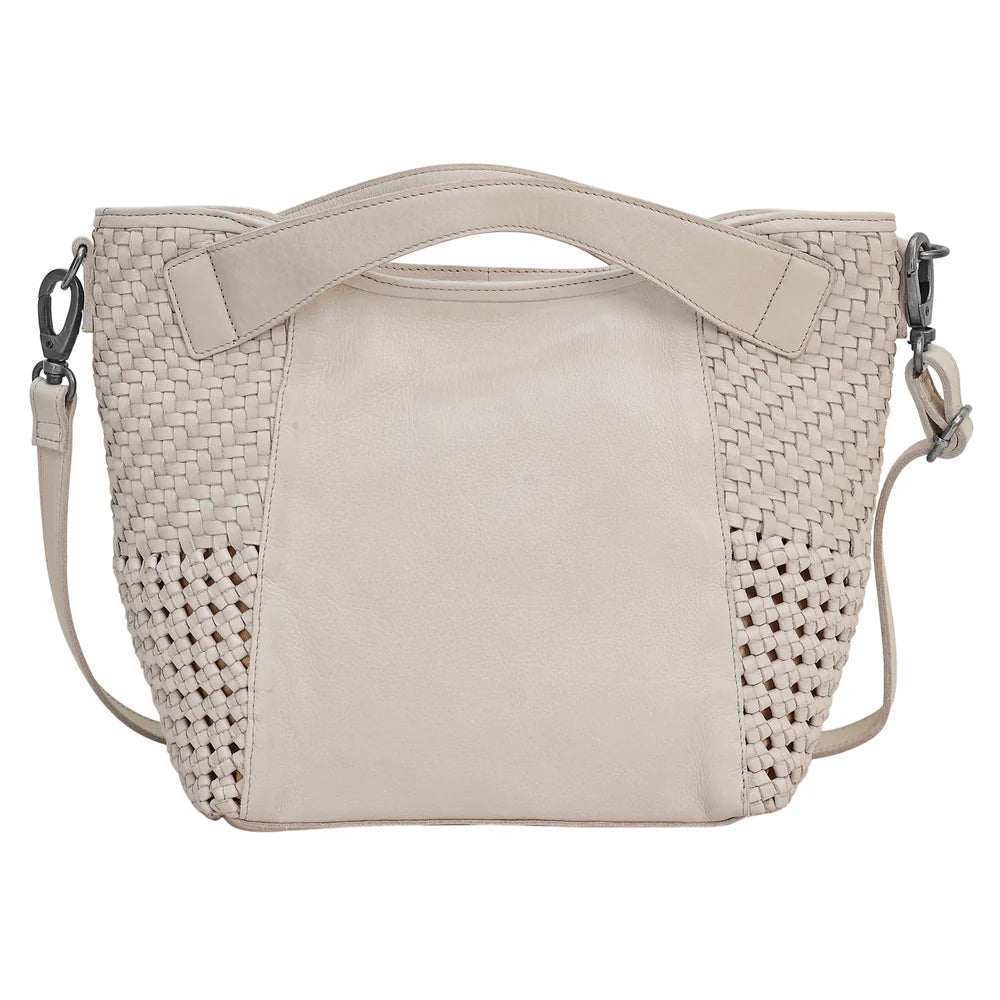 Handcrafted Leather Tote with Woven Accents