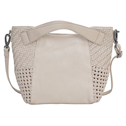 Handcrafted Leather Tote with Woven Accents