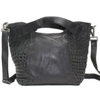 Handcrafted Leather Tote with Woven Accents