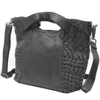 Handcrafted Leather Tote with Woven Accents