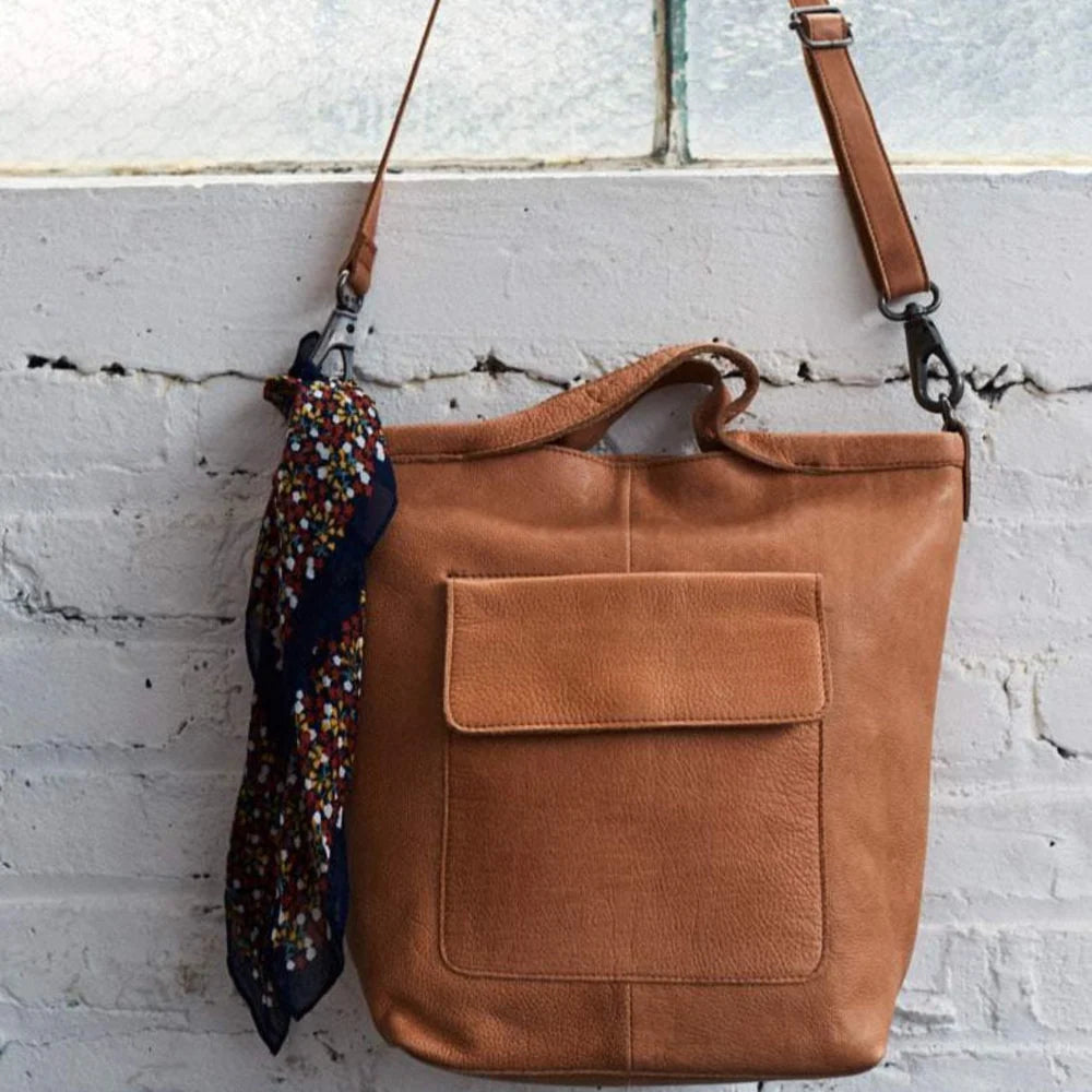Full-Grain Leather Convertible Tote Bag