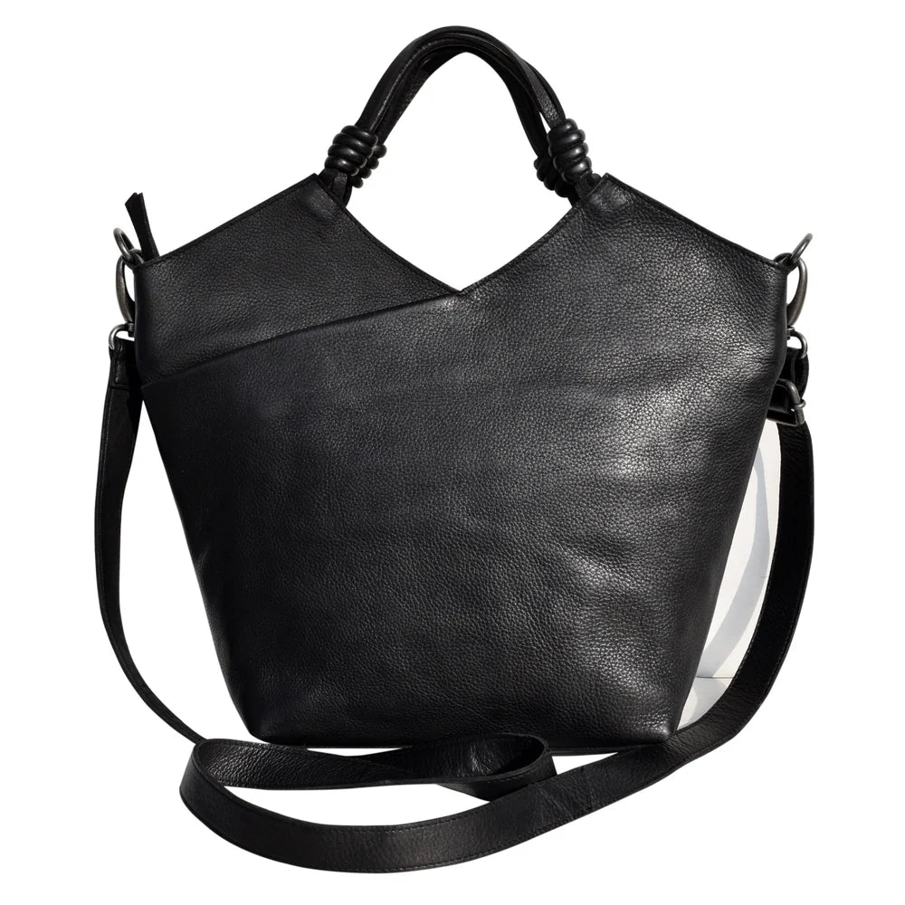 Leather Tote with Crossbody Strap