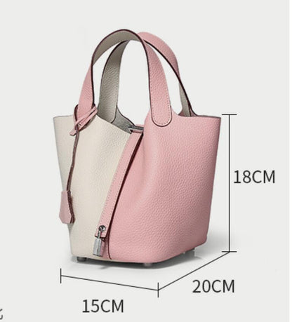 Womens White & Pink Leather Tote Bag