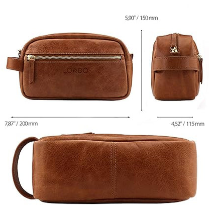 Brown Leather Toiletry Bag Unisex