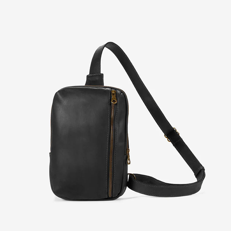 Heritage Black Leather Crossbody