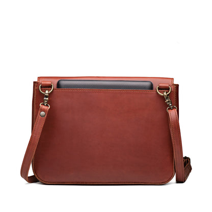 Large Fold-Over Leather Clutch Bag with Detachable Strap