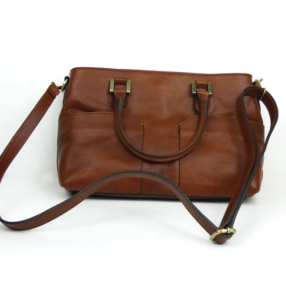 Womens Chocolate Brown Italian Leather Handbag