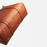 Women’s Classic Leather Tote Bag with Multi-Compartment Storage