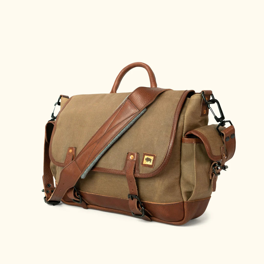 Vintage Waxed Canvas Travel Messenger Bag – Tan