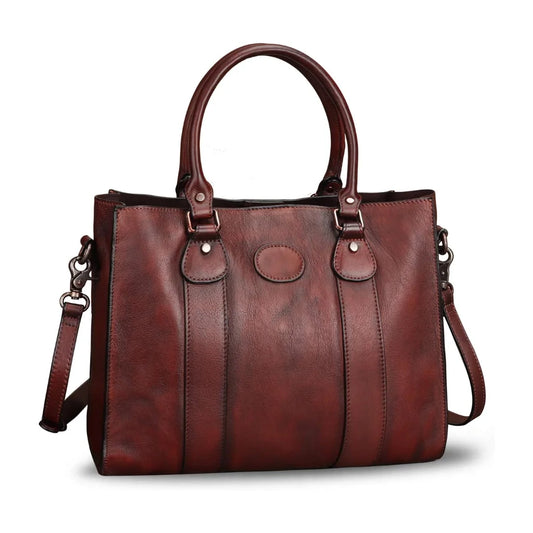 Womens Real Leather Brown Crossbody Satchel Tote Bag