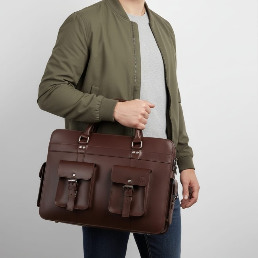 Buffalo Leather Executive Flight Briefcase – 16” Laptop Bag