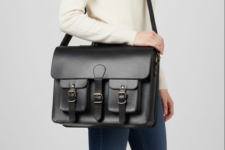 Black Grain Messenger & Laptop Briefcase