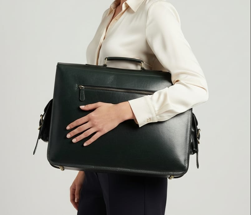 Black Grain Messenger & Laptop Briefcase