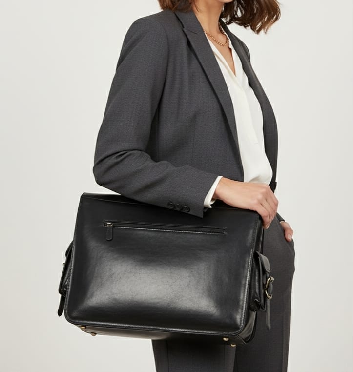 Black Grain Messenger & Laptop Briefcase