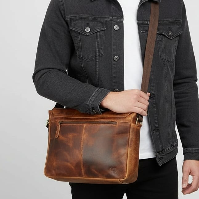 Buffalo Leather Laptop Briefcase