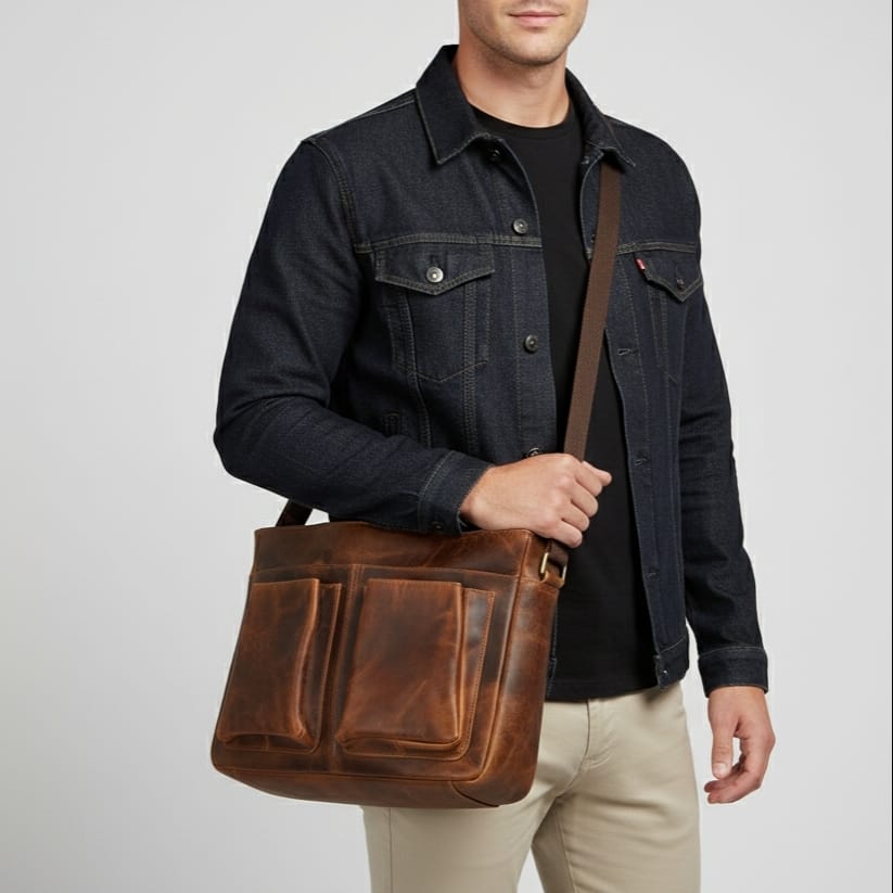 Buffalo Leather Laptop Briefcase