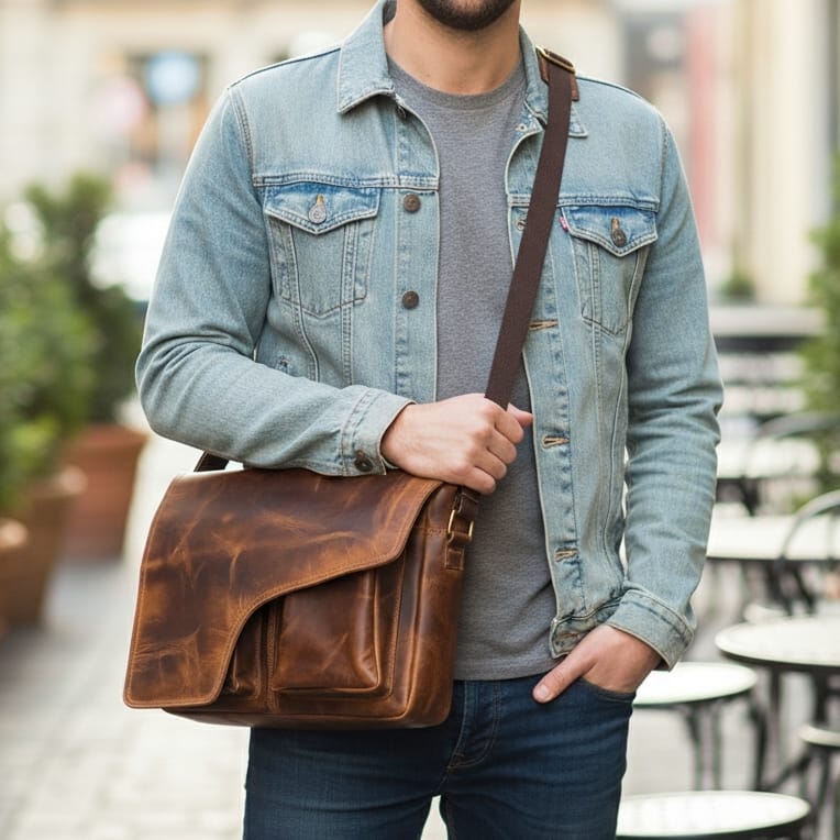 Buffalo Leather Laptop Briefcase